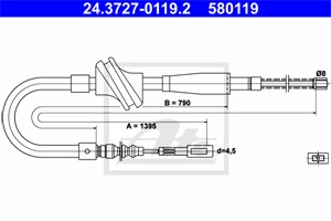 Vaijeri, käsijarru, Takana, AUDI 100, 100 Avant, 443 609 721 F, 443 609 721 K, 443 609 721