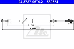Vaijeri, käsijarru, Edessä, FORD MAVERICK, 3L84-2853-CA, 4086100, 4532486, YL8Z-2853-CA