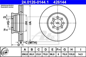 Jarrulevy, Etuakseli, MERCEDES-BENZ SPRINTER 5-t Flak/chassi [905], SPRINTER Tipp [905], 905 421 00 12, A 905 421 00 12