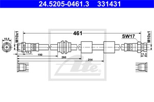 Jarruletku, Etuakseli, FORD GALAXY, SEAT ALHAMBRA, VW SHARAN, 1109024, 1121359, 1304007, 7M3 611 701 A, 7M3 611 701 B, 7M3 611 701 C, 7M
