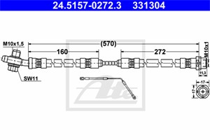 Jarruletku, Taka-akseli, vasen, BMW X5 [E53], 34 30 1 165 765