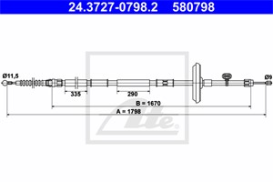 Vaijeri, käsijarru, Takana, CHEVROLET,OPEL,VAUXHALL, 13328132, 5 22 063