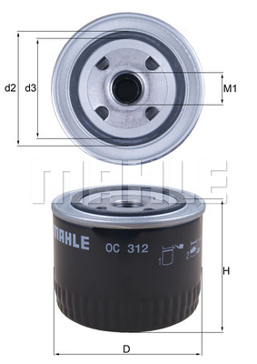 Öljynsuodatin MAHLE ORIGINAL OC 312
