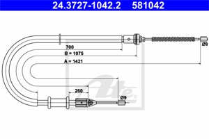 Vaijeri, käsijarru, Taakse, oikea, NISSAN KUBISTAR Skåp, RENAULT KANGOO, KANGOO Express, 36530-00QAE, 36530-00QAF, 77 00 311 699
