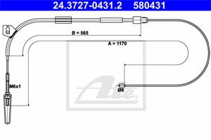 Vaijeri, käsijarru, Edessä, MERCEDES-BENZ A-KLASS [W168], 168 420 20 85, A 168 420 20 85