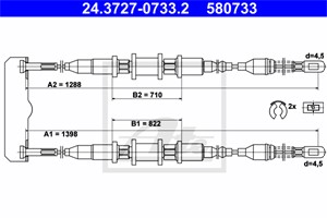 Vaijeri, käsijarru, Taakse, oikea, OPEL VECTRA A, VECTRA A Halvkombi, VAUXHALL CAVALIER Mk Halvkombi III, CAVALIER Mk Sedan III, 5 22 58