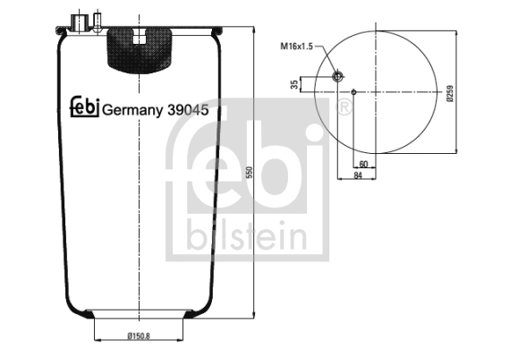 Metallipalje, ilmajousitus FEBI BILSTEIN 39045