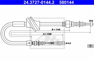 Vaijeri, käsijarru, Taakse, oikea, AUDI 80, 90, CABRIOLET, COUPE, 893 609 722 A, 893 609 722 F