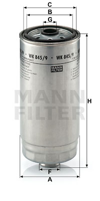 Polttoainesuodatin MANN-FILTER WK 845/9