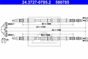 Vaijeri, käsijarru, Takana, OPEL ASTRA H Kombi, ASTRA H Kombi Classic, ASTRA H Skåp / kombi, VAUXHALL ASTRA Mk V, ASTRAVAN Mk V, 1315706