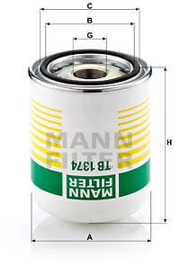 Ilmankuivaus patruuna, paineilmalaite MANN-FILTER TB 1374 x