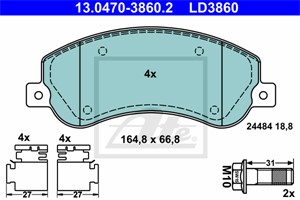 Jarrupalasarja, levyjarru, Etuakseli, VW AMAROK, AMAROK Flak/chassi, 2H0 698 151 A, 2H0 698 151