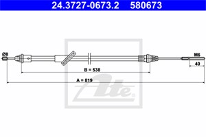 Vaijeri, käsijarru, Edessä, FORD MAVERICK, 3L84-2853-AA, 4086099, 4532485, YL8Z-2853-AA
