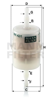 Polttoainesuodatin MANN-FILTER WK 42/1