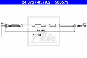 Vaijeri, käsijarru, Taakse, vasen, ABARTH,ALFA ROMEO,FIAT, 51844531, 55700929, 55704104