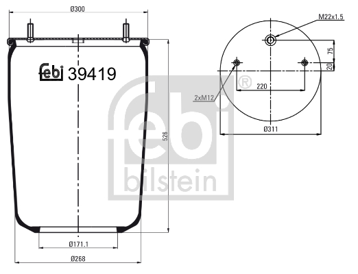 Metallipalje, ilmajousitus FEBI BILSTEIN 39419