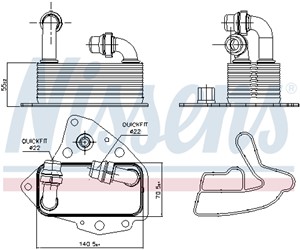 Öljynjäähdytin, moottoriöljy, ALFA ROMEO,CHRYSLER,FIAT,LANCIA,OPEL,SAAB,SUZUKI,VAUXHALL, 1660079J80, 55208626, 55220875, 55273041, 55565