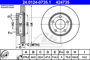 Jarrulevy, Etuakseli, FORD MAVERICK, MAZDA TRIBUTE, 4096352, 4360107, 4454777, 4564296, 4668068, E100-33-25XA, EC02-33-25X, EF9Y-33-25X