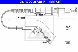 Vaijeri, käsijarru, Taakse, oikea, OPEL VECTRA A, VECTRA A Halvkombi, VAUXHALL CAVALIER Mk Halvkombi III, CAVALIER Mk Sedan III, 5 22 59