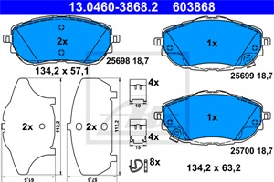 Jarrupalasarja, levyjarru, Etuakseli, TOYOTA AURIS, AURIS Kombi, AURIS VAN Skåp/halvkombi, COROLLA Sedan, 04465-02390, 04465-02391