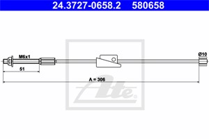 Vaijeri, käsijarru, Edessä, FORD FIESTA V, FIESTA Van V, FUSION, MAZDA 2, 1205735, DD32-44-150