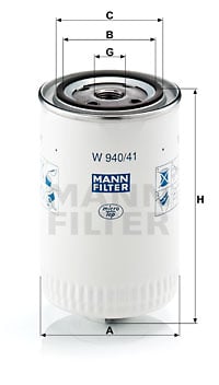 Suodatin, työhydrauliikka MANN-FILTER W 940/41