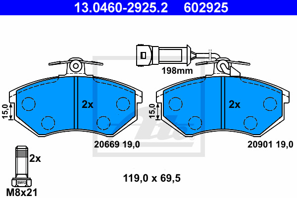 Jarrupalasarja, levyjarru ATE 13.0460-2925.2