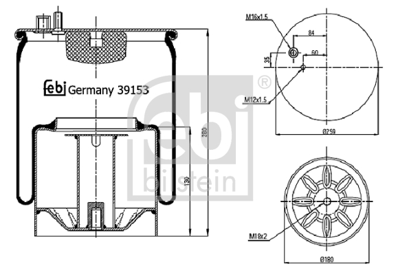 Metallipalje, ilmajousitus FEBI BILSTEIN 39153