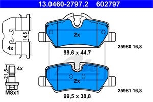 Jarrupalasarja, levyjarru, Taka-akseli, MINI MINI, MINI Cabriolet, 34 21 6 861 641, 34 21 6 864 488, 34 21 6 871 299, 34 21 6 871 300