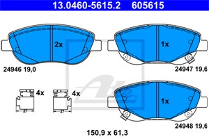 Jarrupalasarja, levyjarru, Etuakseli, TOYOTA AVENSIS Kombi, AVENSIS Sedan, VERSO, 04465-05260