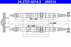 Vaijeri, käsijarru, Takana, ALFA ROMEO 164, FIAT CROMA, LANCIA THEMA, THEMA SW, 60801383, 60801790, 82390671, 82441688