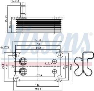 Öljynjäähdytin, moottoriöljy, FORD,JAGUAR,LAND ROVER, 1120407, 1127989, 1143708, 1329011, 1477141, 1C1Q68624AH, 1C1Q6B624AD, 1C1Q6B624AE