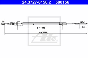 Vaijeri, käsijarru, Takana, VW CORRADO, GOLF III, GOLF Cabriolet III, GOLF Cabriolet IV, VENTO, 1H0 609 721 E