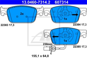 Jarrupalasarja, levyjarru, Etuakseli, AUDI A4, A4 Allroad, A4 Avant, A5, A5 Cabriolet, A5 Sportback, 8W0 698 151 AF, 8W0 698 151 AG, 8W0