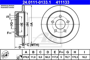 Jarrulevy, Takana, CHEVROLET TRANS SPORT, OPEL SINTRA, PONTIAC TRANS SPORT, VAUXHALL SINTRA, 5 69 107, 5 69 110, 90542180, 9195294
