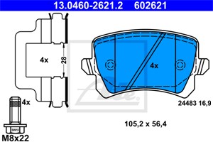 Jarrupalasarja, levyjarru, Taka-akseli, SKODA,VW, 1K0 698 451 B, 1K0 698 451 E, 1K0 698 451 K, 3C0 698 451 A, 3C0 698 451 C, JZW 698 451