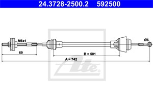 Vaijeri, kytkimen käyttö, SKODA FELICIA I, FELICIA Kombi I, FELICIA Pick-up I, VW CADDY Pick-up II, 008 039 256, 6U0 721 335