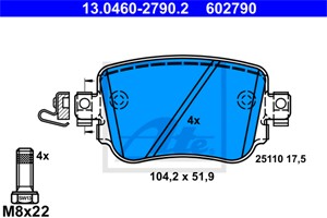 Jarrupalasarja, levyjarru, Taka-akseli, AUDI,SEAT,SKODA,VW, 2K5 698 451 A, 2Q0 698 451 A, 5Q0 698 451 B, 5Q0 698 451 F, 5Q0 698 451 L, 8
