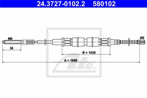Vaijeri, käsijarru, Takana, VW GOLF I, GOLF Cabriolet I, JETTA I, SCIROCCO, 171 609 721 C, 175 609 721