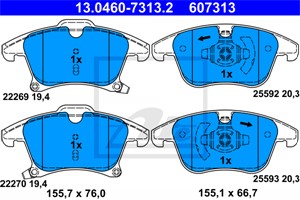Jarrupalasarja, levyjarru, Etuakseli, FORD GALAXY, GALAXY MK VAN III, MONDEO Halvkombi V, MONDEO Sedan V, MONDEO Turnier V, S-MAX, 18601