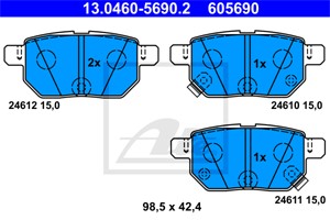 Jarrupalasarja, levyjarru, Taka-akseli, LEXUS,SUBARU,TOYOTA, 0446612130, 04466-12130, 04466-12140, 04466-12150, 04466-21020, 04466-47020