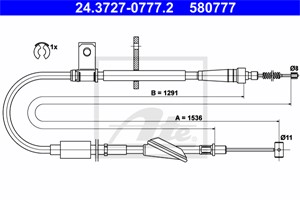 Vaijeri, käsijarru, Taakse, vasen, OPEL AGILA, VAUXHALL AGILA Mk I, 47 06 689, 9211156