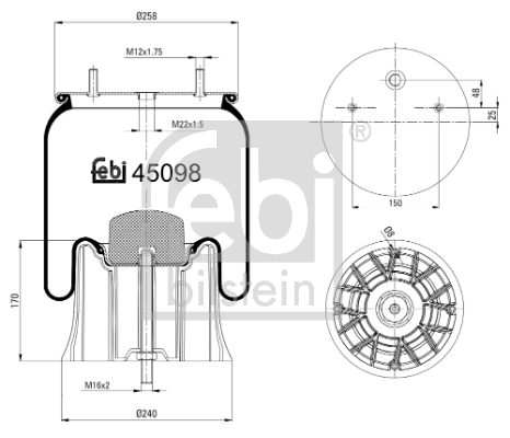 Metallipalje, ilmajousitus FEBI BILSTEIN 45098
