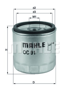 Öljynsuodatin MAHLE ORIGINAL OC 91