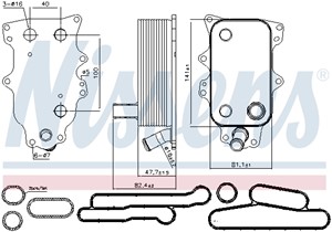 Öljynjäähdytin, moottoriöljy, FORD, 1372757, 1704068, 1755226, 6C1Q6B624BA, BK3Q6B624BB, BK3Q6B624CA