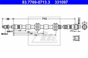 Jarruletku, Etuakseli, PORSCHE CAYENNE, VW TOUAREG, 7L0 611 701 B, 955 355 139 20