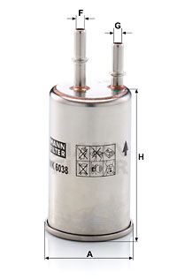Polttoainesuodatin MANN-FILTER WK 6038