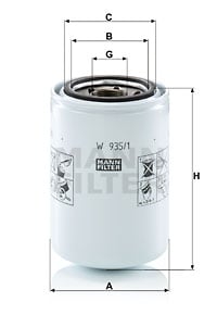 Suodatin, työhydrauliikka MANN-FILTER W 935/1