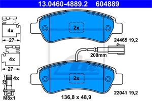 Jarrupalasarja, levyjarru, Taka-akseli, CITROËN,FIAT,PEUGEOT, 16 124 341 80, 16 144 121 80, 77366679