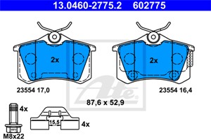 Jarrupalasarja, levyjarru, Taka-akseli, CITROËN C4 II, C4 Sedan II, C4 Skåp/halvkombi II, DS4, DS DS 4 / DS 4 CROSSBACK, 16 086 815 80,